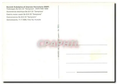 Tramwaj Be 6/6 33 "Sempione" — Società Subalpina di Imprese Ferroviarie (SSIF) — MINIREX AG, Nr. 1613 — Rewers