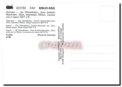 Locomotiva a vapor n°6 — Zillertalbahn — Áustria — Verso