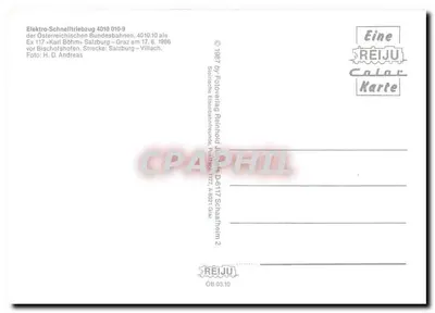 Trem elétrico 4010 010-9 — Áustria — editor REIJU — Verso