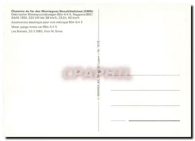Les Brenets — Kolej Górska Neuchatelska (CMN) — MINIREX AG, Luzern, N° 1578 — Rewers