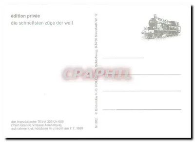 Tren de alta velocidad Atlántico — TGV-A 305/24 009 — edición privada — Reverso