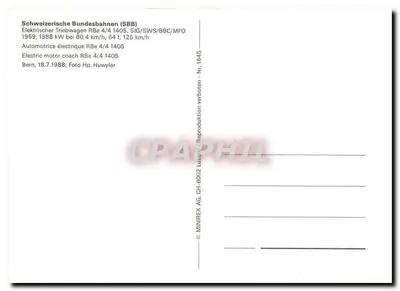 SBB CFF FFS — Automotrice elétrica RBe 4/4 1405 — MINIREX AG — Verso