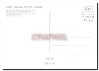 Dwie diesla DB — 627 005-2 i 798/998 — w Buhl, 16 czerwca 1986 — REIJU Photo Karte — Rewers