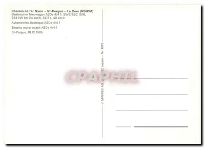Nyon-St-Cergue-Morez — Kolej żelazna — MINIREX AG, N° 1616 — Rewers