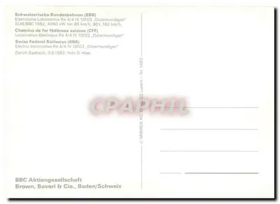 Locomotiva elétrica Re 4/4 IV 10103 — Ostermundigen — MINIREX AG, n° 1483 — Verso