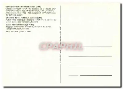 Trem de bagagens SBB Fe 4/4 18518 — exposto no Museu Suíço dos Transportes, Lucerna — MINIREX AG, n° CH-6002 — Verso