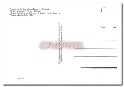 Caminho de ferro turístico Blonay-Chamby — Super tração no viaduto da Baía de Clarens — Éditions du Cabri-Quartier Verpierre — Verso