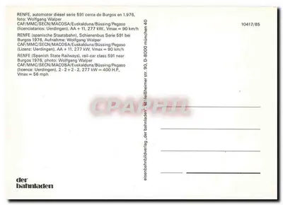 Diesel serie 591 — blisko Burgos — wydawca der bahnladen, nr 10417/85 — Rewers