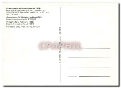 Elektryczny lokomotywka Ae 4/6 10812 — SBB — MINIREX AG, Lucerna, nr 1518 — Rewers