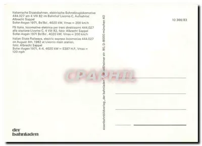 Elektryczna lokomotywa FS E.444.027 — Livorno C — wydawca der bahnladen, nr 10 366/83 — Rewers