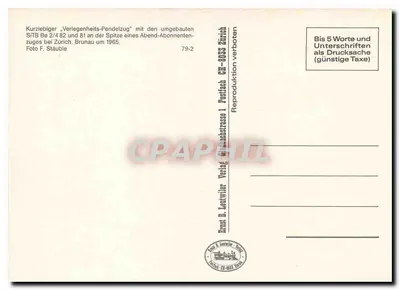Trem Sihltalbahn — Zurique Brunau — Ernst B. Leutwiler Verlag — Verso