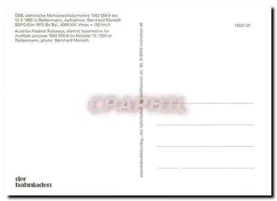 Locomotiva elétrica ÖBB 1042 556-9 — Rottenmann — editor der bahnladen, n° 11031/91 — Verso