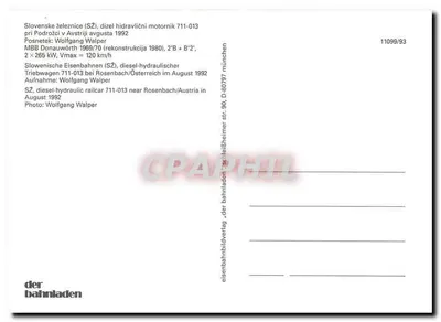Słowenia — Dieslo-hydrauliczny pociąg SZ 711-013 — der bahnladen, nr 11099/93 — Rewers