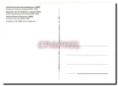 Trem Eurocity RABe 1055 — Chemins de fer fédéraux suisses (CFF) — MNIREX AG, CH-6002 Luzern — Verso