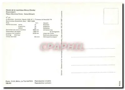 Turystyczny pociąg Blonay-Chamby — C⁶ 121 — Wydawnictwo R.-W. Biétry, La Tour-de-Peilz — Rewers