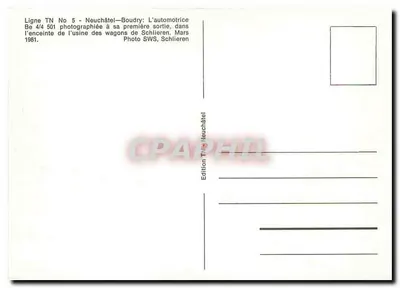 Automotryka Be 4/4 501 — Linia TN Nr 5 Neuchâtel-Boudry — Wydawnictwo Neuchâtel — Rewers
