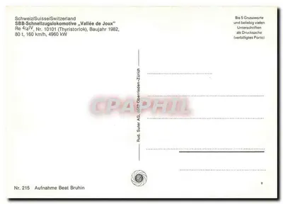 SBB Re 4/4 IV — locomotiva 10101 — Rud. Suter AG, Zurique — Verso
