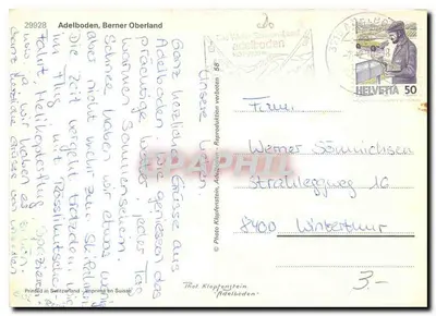 Adelboden — Zwitserland — Uitgever Thot Klopfenstein, n° 29928 — Achterkant