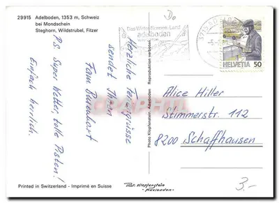 Adelboden — nocny widok z niewielką ilością śniegu — Foto Klopfenstein, n° 29915 — Rewers