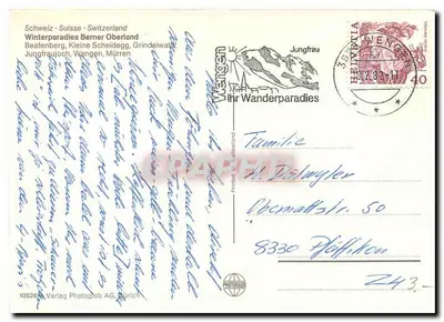 Berner Oberland — krajobraz górski i zimowe aktywności — Verlag Photoglob AG, nr 10526 — Rewers