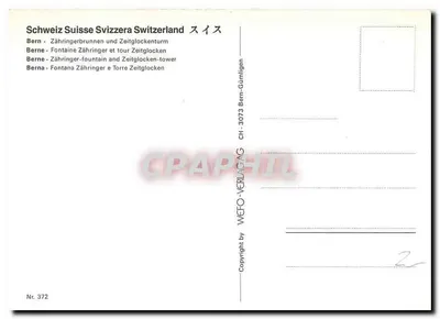 Bern — Fontanna Zähringer i Zytgloggeturm — WEFO-VERLAG AG, n° 372 — Rewers