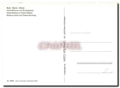 Bern - Berne - Berna — Hotel Bellevue i Pałac Federalny — WEFO-VERLAG AG, nr 1068 — Rewers