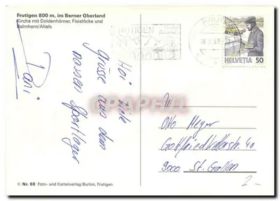 Frutigen — kościoł i góry — Foto- und Kartenverlag Burlon, nr 60 — Rewers