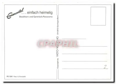 Ennental — Stockhorn i Gantrisch-Panorama — WEFÖ-VERLAG AG, CH-3073 Gümiligen/Bern — Rewers