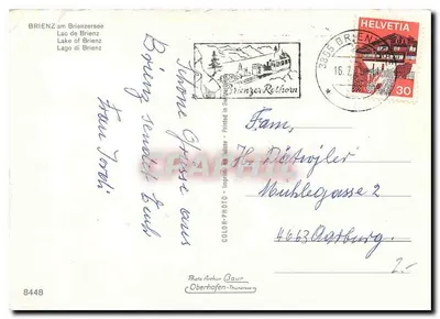 Brienz — widok panoramiczny — Foto Arthur Gaur, Oberhofen-Thun, n° 8448 — Rewers