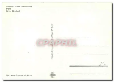 Brienz — Jezioro Brienz i zasnieżone góry — Verlag Photoglob AG Zürich — Rewers