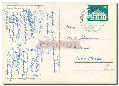 Cachoeira da Alpsee — Samedan, Suíça — F 52, Verlag R. Wörgler, Meiringen — Verso