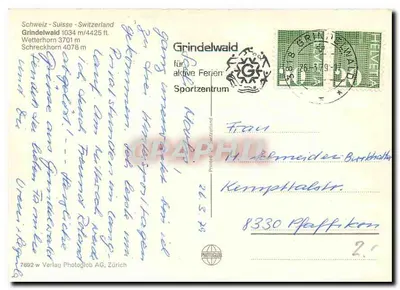 Grindelwald — Ansicht einer schneebedeckten Berglandschaft — Verlag Photoglob AG, Zürich — Rückseite