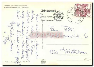 Grindelwald — zimowy widok na zasneżone góry — Verlag Photoglob AG Zürich — Rewers