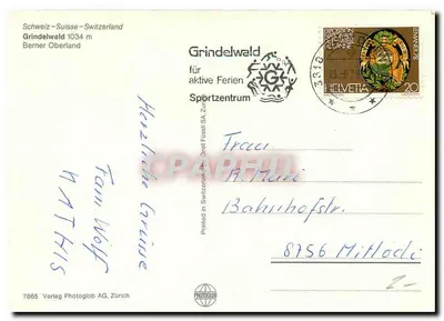 Grindelwald — Grindelwalder Lied — wydawca Verlag Photoglob AG, Zurych — Rewers