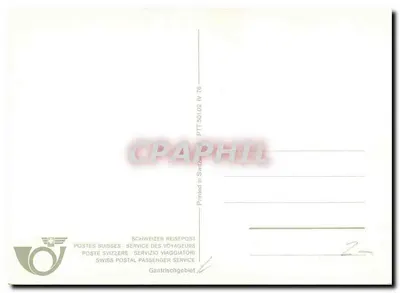 Zimowy krajobraz górski — widok panoramiczny — wydrukowany w Szwajcarii — Rewers