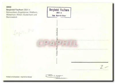 Berghotel Faulhorn — vista dos picos alpinos — Thor & Gyger, Adelboden — Verso
