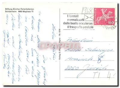 Schülerheim Magliaso — widok z powietrza — Verlag O. Würsch AG — Rewers