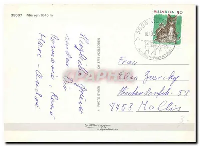 Widok na szwajcarskie Alpy — Mürren — wydawca Photo Gyger, nr 35007 — Rewers