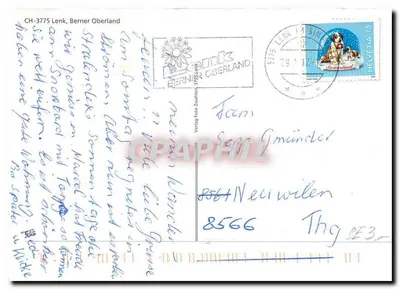 Lenk Berner Oberland — widok panoramiczny zimowy z teleferykami i wsiami — Verlag Foto Zwahlen, n° 3775 — Rewers