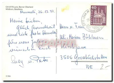 Lenk im Berner Oberland — widok panoramiczny zimowy — Verlag Foto Zürich, n° C 556 — Rewers