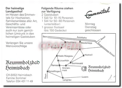 Krummholzbad Heimisbach — Gaststuben e Dürngrabestube — Família Sommer — Verso