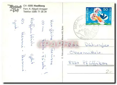 Wirtschaft zur Post — Hasliberg — wydawca: G. Maurer AG, Spiez — Rewers