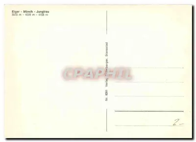 Eiger - Mönch - Jungfrau — 3970 m - 4099 m - 4158 m — Verlag Engelberger, Stansstad, Nr. 8391 — Verso