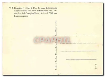 Valle di Disentis — vista panoramica — stampata da Condreau (Svizzera) — Verso