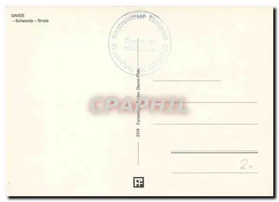Schatzalp-Strela — Davos — editor: Farbentafel, n° 2119 — Reverso