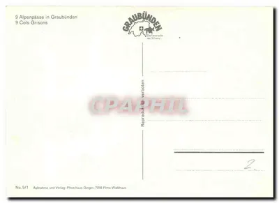 9 przejść w Graubünden — seria 9 widoków alpejskich — Photohaus Geiger, 7018 Filis-Waldhaus — Rewers