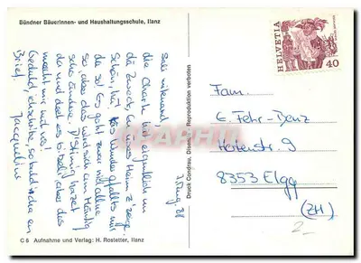 Bündner Bäuerinnen- und Haushaltungsschule, Ilanz — wydawca H. Rostetter, n° C 6 — Rewers