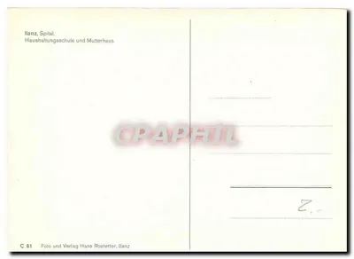 Ilanz, Spital, Huishoudschool en Moederhuis — uitgever Hans Rostetter, n° C 61 — Achterkant