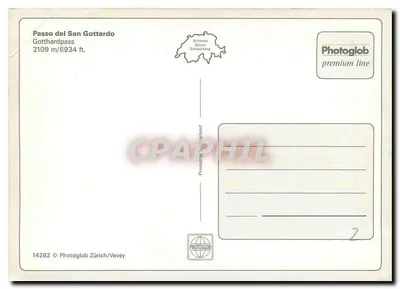 San Gottardo — Passo del San Gottardo — Linha premium Photoglob — Verso
