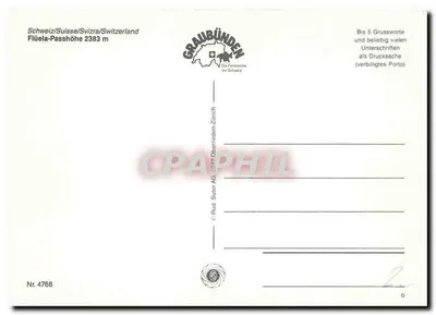 Flüelapass — szczyt alpejski w Szwajcarii — wydawca Flüela-Passhöhe AG — Rewers